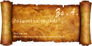 Zsigovits Anikó névjegykártya